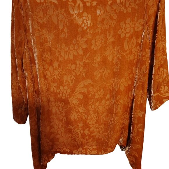 Sundance Large Burnt Orange Burnout Velvet Tunic Top Flower Lagenlook Silk Blend - Picture 5 of 5
